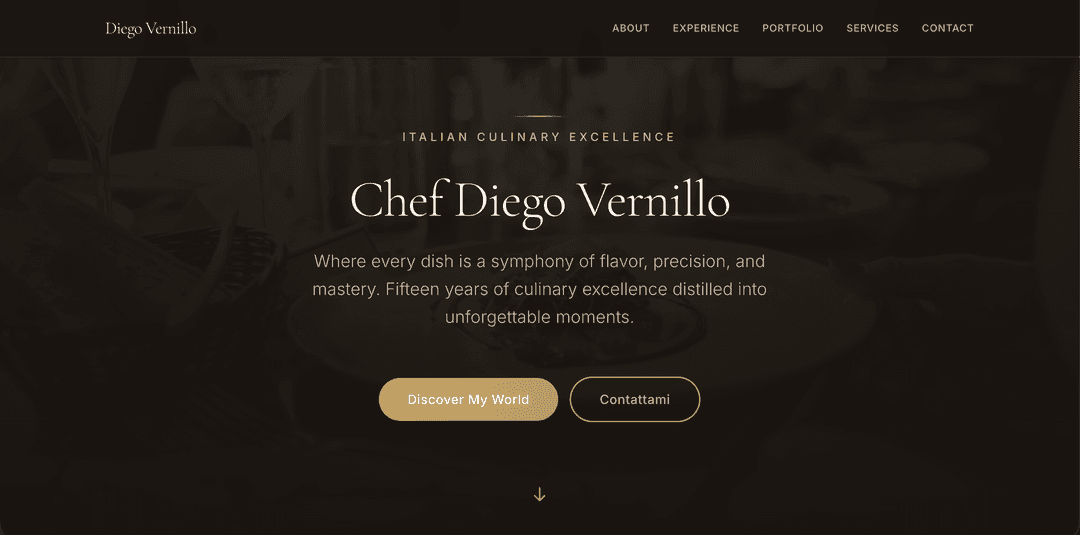 Chef Diego Vernillo website screenshot